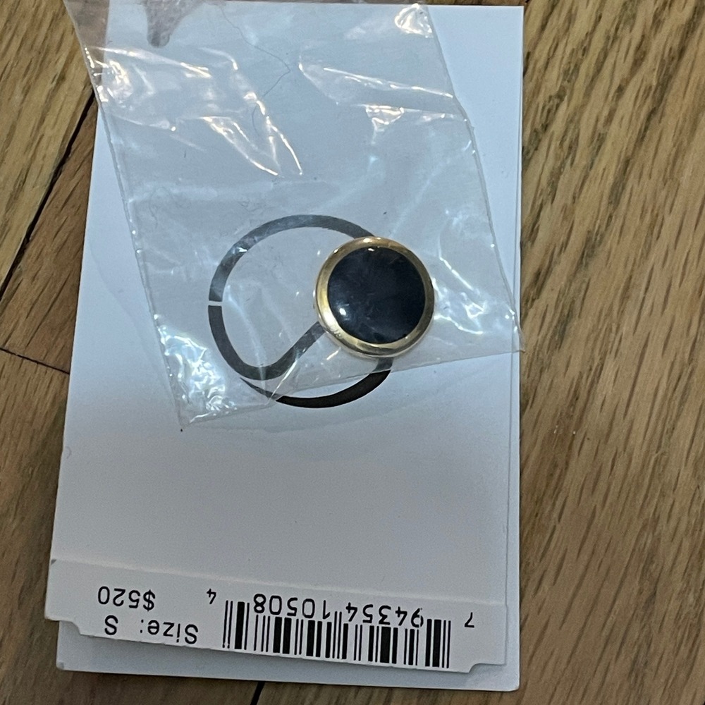 St. John Replacement Shank Button Gold Tone Navy Black Inlay Spare